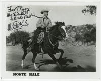 1h613 MONTE HALE signed 8x10 publicity still 1970s portrait of the cowboy star riding his horse!