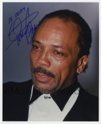 1h821 QUINCY JONES signed color 8x9.75 REPRO still 2000s great portrait of the legendary musician!