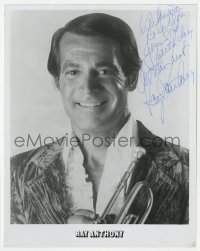 1h622 RAY ANTHONY signed 8x10 publicity still 1974 smiling portrait in great outfit with trumpet!