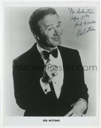 1h624 RED BUTTONS signed 8x10 publicity still 1974 great smiling portrait in tuxedo!
