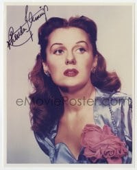 1h822 RHONDA FLEMING signed color 8x10 REPRO still 1980s close portrait of the sexy redhead!