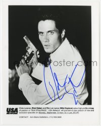 1h491 ROB ESTES signed TV 8x10 still 1991 great close up with gun from Silk Stockings!