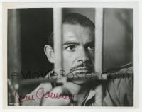 1h508 SEAN CONNERY signed 8x10 still 1965 close up with mustache behind bars from The Hill!