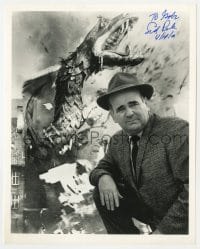 1h630 SIDNEY W. PINK signed 8x10 publicity still 2000 great portrait with Reptilicus in the background!