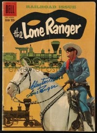 1h074 CLAYTON MOORE signed comic book #126 February-March 1959 railroad issue of The Lone Ranger!