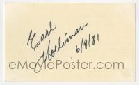 1h667 EARL HOLLIMAN signed 3x5 index card 1981 it can be framed with included 8x10 still!