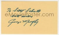 1h679 GEORGE MURPHY signed 3x5 index card 1980s it can be framed & displayed with a repro!