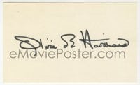 1h714 OLIVIA DE HAVILLAND signed 3x5 index card 1980s it can be framed & displayed with a repro!