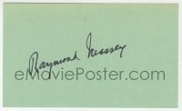 1h722 RAYMOND MASSEY signed 3x5 index card 1980s it can be framed & displayed with a repro!