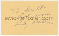 1h725 RUBY KEELER signed 3x5 index card 1980s it can be framed & displayed with a repro!