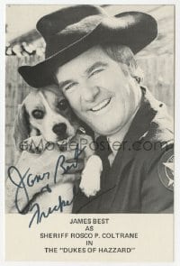 1h226 JAMES BEST signed 4x6 publicity photo 1980s Sheriff Roscoe P. Coltrane of Dukes of Hazzard!