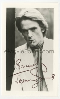 1h228 JEREMY IRONS signed 3x5 photo 1980s great head & shoulders close up smoking cigarette!