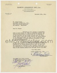 1h179 GREGG TOLAND signed agreement 1931 Samuel Goldwyn extended his contract by 1 year!