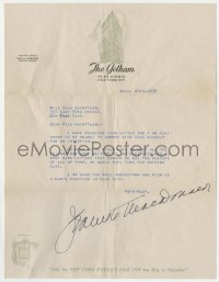 1h182 JEANETTE MACDONALD signed letter 1938 refusing to give an interview for a fan in New York!