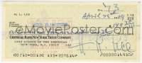 1h144 HEDY LAMARR signed 3x6 canceled check 1973 she paid $149.30 to the Hotel Blackstone!
