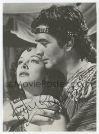 1h137 HEDY LAMARR signed 6x8 cut book page 1990 close up with Victor Mature in Samson & Delilah!