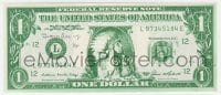 1h117 IRON EYES CODY signed 4x10 faux money 1988 as a Native American Indian on the $1 bill!