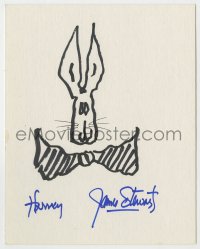 1h115 JAMES STEWART signed 8x10 drawing 1980s he drew a picture of Harvey & signed for him too!