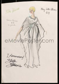 1h029 STELLA STEVENS signed concept art 1960s Too Late Blues outfit designed by Edith Head!