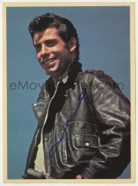 1h173 JOHN TRAVOLTA signed 8x11 postcard 1978 best smiling close up as Danny from Grease!