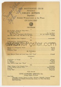 1h120 HELEN JEPSON signed program 1930s the soprano singer in concert for The Beethoven Club!