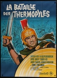 1j476 300 SPARTANS French 1p 1963 Grinsson art of Richard Egan in the mighty battle of Thermopylae!