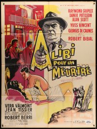 1j484 ALIBI POUR UN MEURTRE French 1p 1961 cool crime montage art by Brantonne!