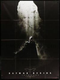 1j510 BATMAN BEGINS teaser French 1p 2005 great image of the Caped Crusader in the batcave!