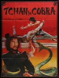 1j543 CANTONEN IRON KUNG FU French 1p 1979 cool artwork of giant snake attacking kung fu fighter!