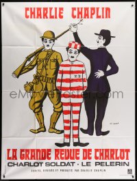 1j552 CHAPLIN REVUE French 1p R1973 Charlie comedy compilation, great art by Leo Kouper & Boumendil!