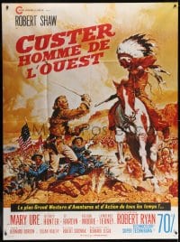 1j578 CUSTER OF THE WEST French 1p 1968 art of Robert Shaw vs Indians at Battle of Little Big Horn!