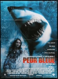 1j592 DEEP BLUE SEA French 1p 2000 cool image of sexy girl about to be attacked by gigantic shark!