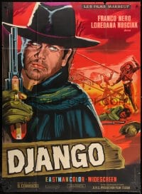 1j611 DJANGO French 1p 1966 Sergio Corbucci, Belinsky spaghetti western art of Franco Nero w/ gun!