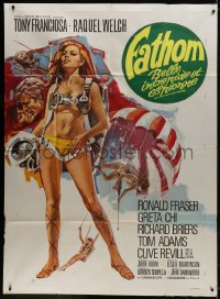 1j643 FATHOM French 1p 1967 different art of sexy nearly-naked Raquel Welch in skydiving harness!