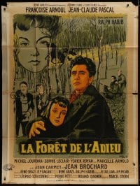 1j661 FOREST OF FAREWELL French 1p 1952 Francoise Arnoul, Jean-Claude Pascal, great Delfo art!