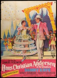 1j705 HANS CHRISTIAN ANDERSEN French 1p 1953 different Soubie art of Danny Kaye & Zizi Jeanmarie!