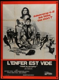1j710 HELL IS EMPTY French 1p 1966 art of Anthony Steel & Shirley Ann Field + cops & cash!