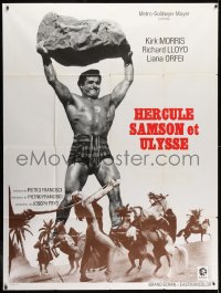 1j714 HERCULES, SAMSON, & ULYSSES French 1p R1970s Ercole Sfida Sansone, different image!
