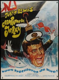 1j721 HOOK, LINE & SINKER French 1p 1969 wacky different art of Jerry Lewis jumping from ship!
