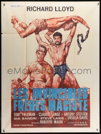 1j735 INVINCIBLE BROTHERS MACISTE French 1p 1971 great art of Maciste fighting wacky cat men!