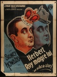 1j736 IT'S A KING French 1p 1934 art of English Sydney Howard as King Albert, ultra rare!