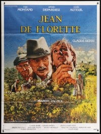 1j738 JEAN DE FLORETTE French 1p 1986 Claude Berri, art of Montand & Depardieu by Michel Jouin!