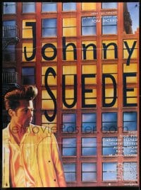 1j739 JOHNNY SUEDE French 1p 1992 different artwork of Brad Pitt with wild hair by T. Perrain!