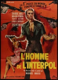 1j781 L'HOMME DE L'INTERPOL French 1p 1966 Maurice Boutel, cool art of sexy woman & hero in peril!