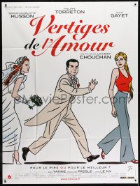 1j793 LOVE VERTIGO French 1p 2001 wacky art of groom running from bride toward sexy woman!