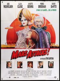 1j804 MARS ATTACKS! French 1p 1996 directed by Tim Burton, wacky sci-fi art by Philip Castle!