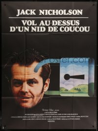 1j839 ONE FLEW OVER THE CUCKOO'S NEST French 1p 1976 different art of Nicholson, Forman classic!