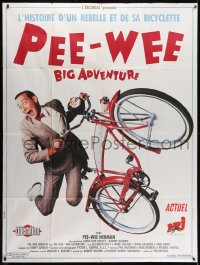 1j849 PEE-WEE'S BIG ADVENTURE French 1p 1985 Tim Burton, best image of Paul Reubens & beloved bike!
