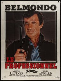 1j865 PROFESSIONAL white style French 1p 1981 Le Professionnel, Jean-Paul Belmondo with gun!