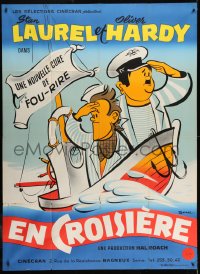 1j895 SAPS AT SEA French 1p R1950s Bohle art of sailors Stan Laurel & Oliver Hardy, Hal Roach